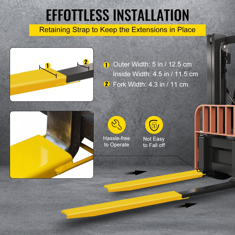VEVOR Pallet Forks Extensions Steel Pallet Forks 60 x 4.5 Inch Heavy Duty Pallet Forks 152cm Length Forks Extensions for Forklift Lift Truck(60 x 4.5 Inch)