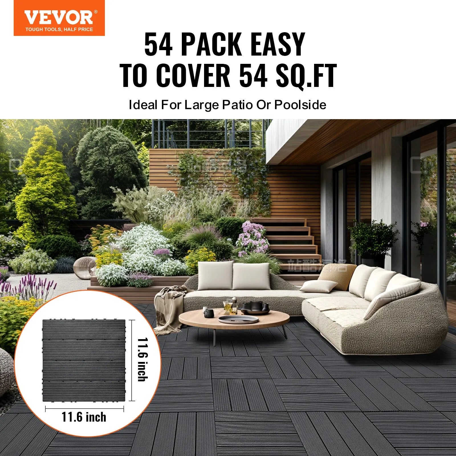 VEVOR Interlocking Deck Tiles 54 Pack 12