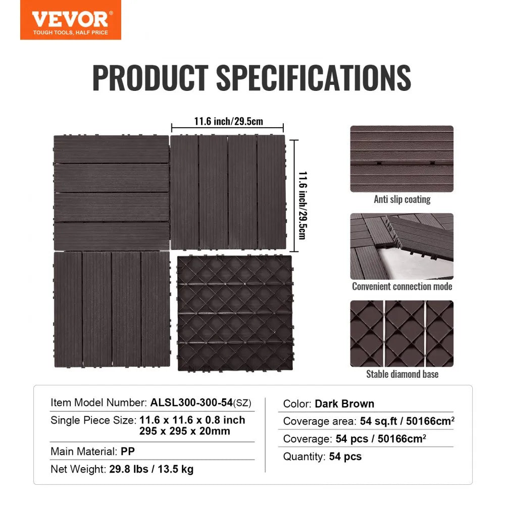 VEVOR Interlocking Deck Tiles 54 Pack 12