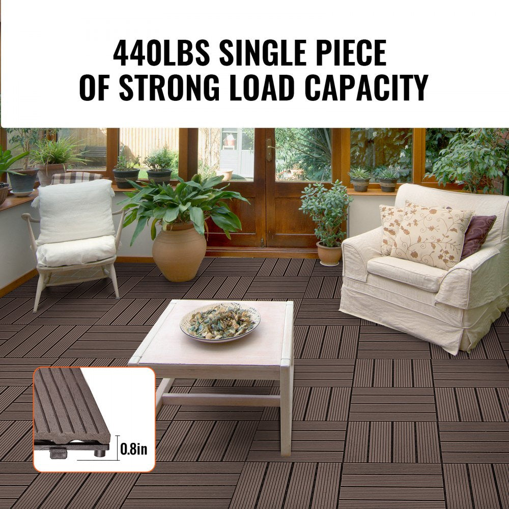 VEVOR Interlocking Deck Tiles Plastic Wood 10 Pack 12
