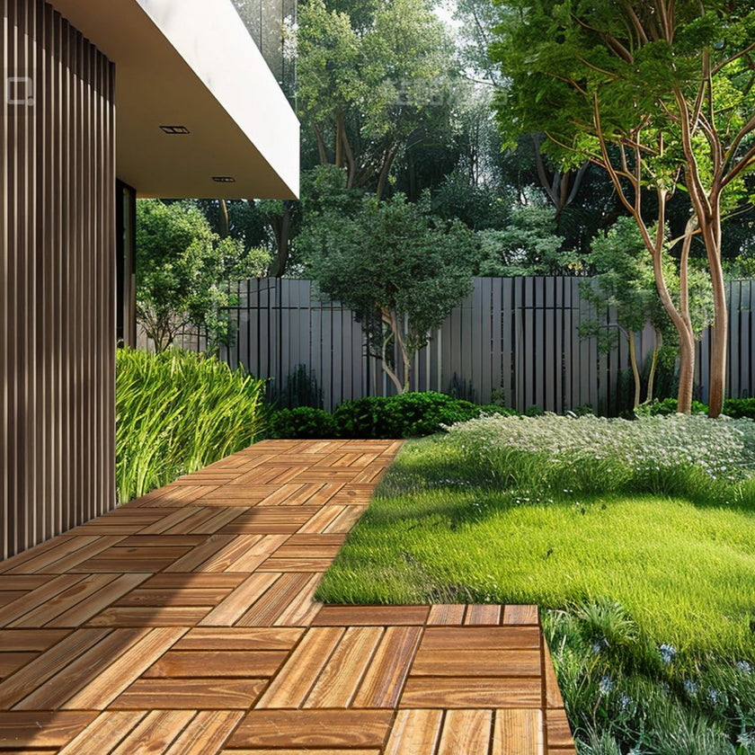 VEVOR Interlocking Deck Tiles Solid Wood 10 Pack 12