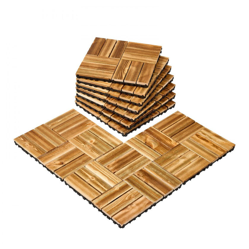VEVOR Interlocking Deck Tiles Solid Wood 10 Pack 12