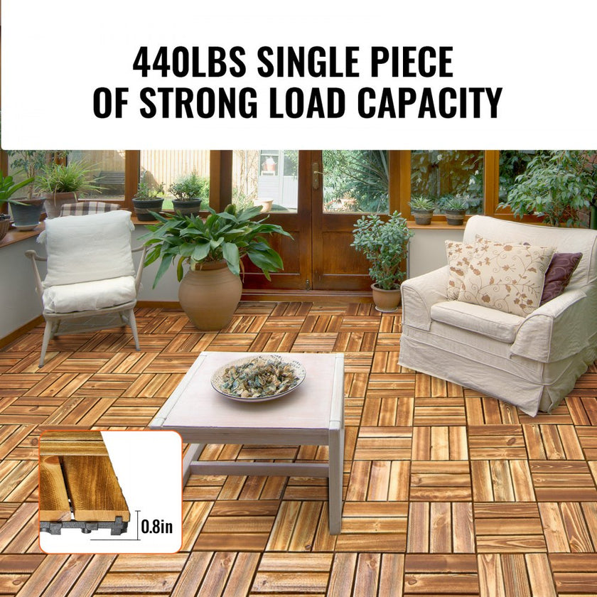 VEVOR Interlocking Deck Tiles Solid Wood 27 Pack 12