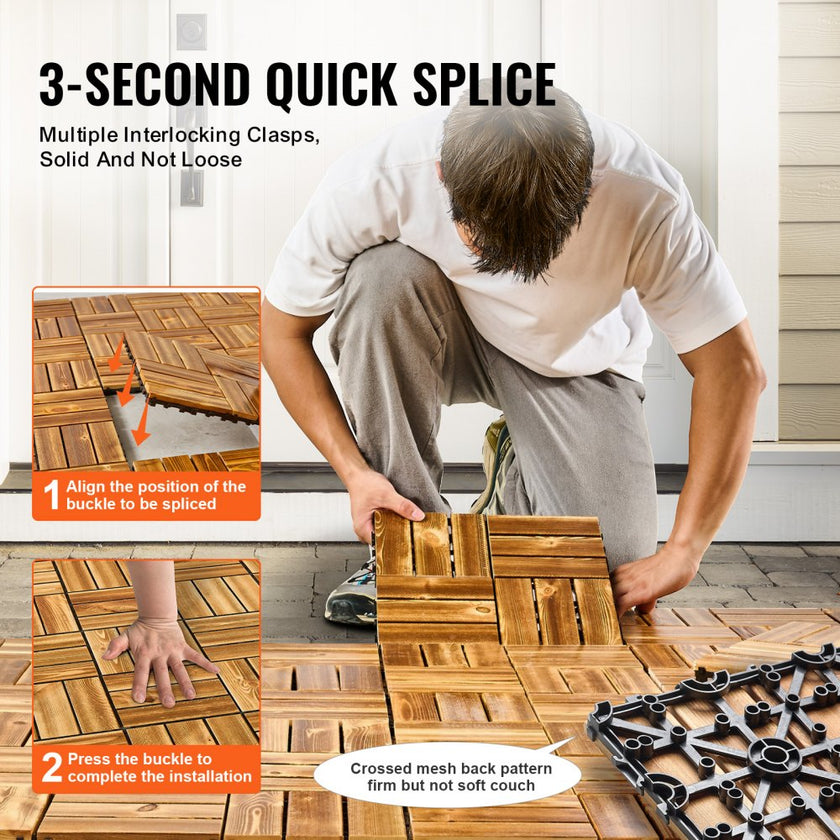 VEVOR Interlocking Deck Tiles Solid Wood 27 Pack 12