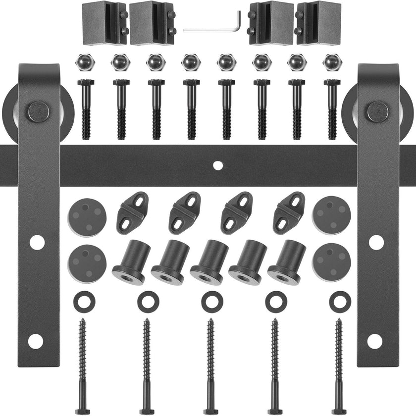 VEVOR Sliding Barn Door Hardware Kit, 6FT Barn Door Kit, 330LBS Load-Bearing Double Barn Door Hardware Kit, Carbon Steel Barn Door Track, Darn Door for 1.57-1.77
