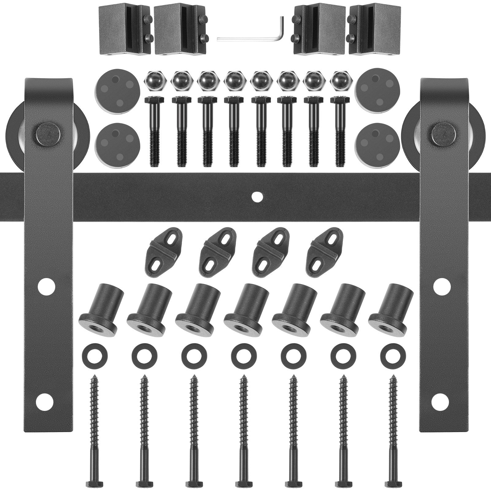 VEVOR Sliding Barn Door Hardware Kit, 10FT Barn Door Kit, 330LBS Load-Bearing Double Barn Door Hardware Kit, Carbon Steel Barn Door Track, Darn Door for 1.37-1.77\