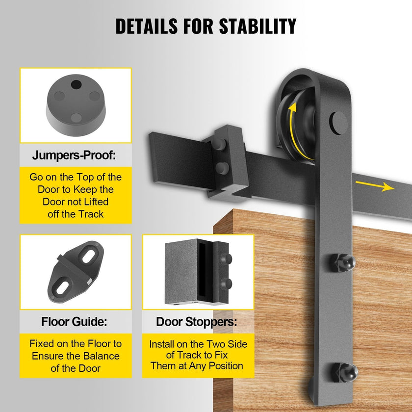 VEVOR Sliding Barn Door Hardware Kit, 11FT Barn Door Kit, 330LBS Load-Bearing Double Barn Door Hardware Kit, Carbon Steel Barn Door Track, Darn Door for 1.37-1.77\