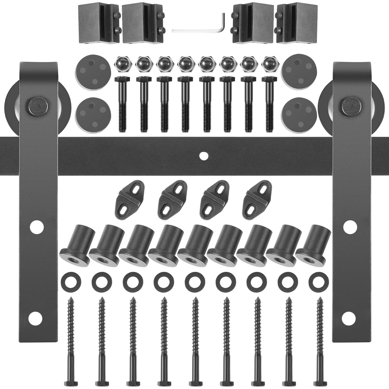 VEVOR Sliding Barn Door Hardware Kit, 9FT Barn Door Kit, 330LBS Load-Bearing Double Barn Door Hardware Kit, Carbon Steel Barn Door Track, Darn Door for 1.37-1.77\