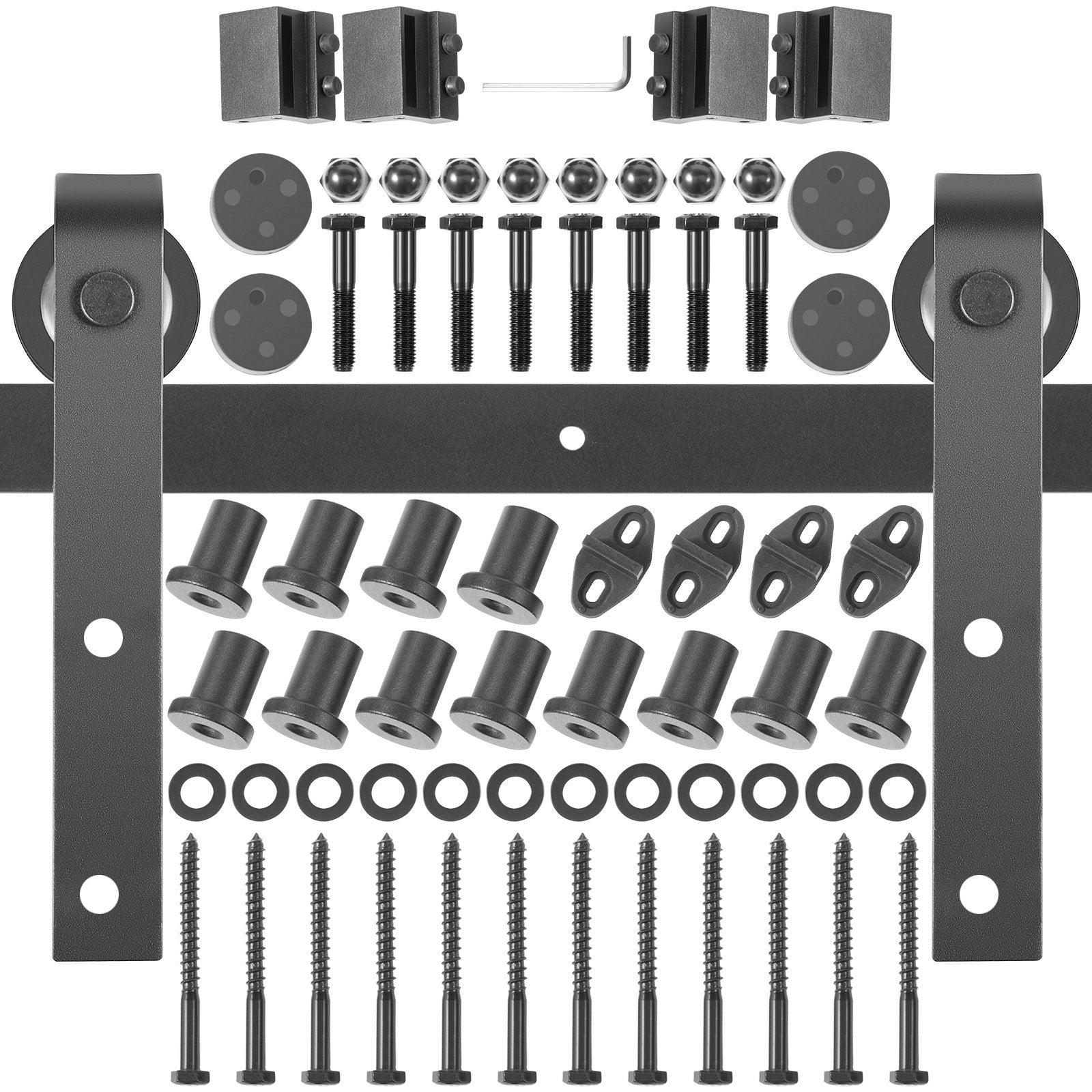 VEVOR Sliding Barn Door Hardware Kit, 14FT Barn Door Kit, 330LBS Load-Bearing Double Barn Door Hardware Kit, Carbon Steel Barn Door Track, Darn Door for 1.37-1.77\