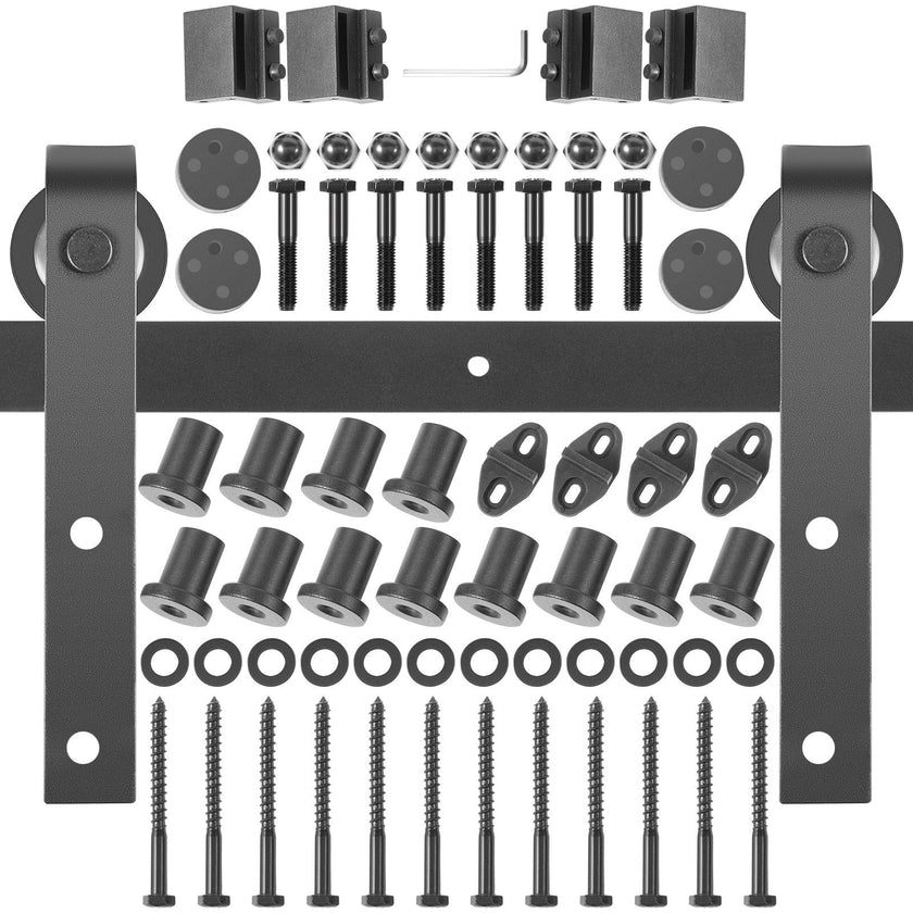 VEVOR Sliding Barn Door Hardware Kit, 14FT Barn Door Kit, 330LBS Load-Bearing Double Barn Door Hardware Kit, Carbon Steel Barn Door Track, Darn Door for 1.37-1.77\