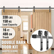 VEVOR Sliding Barn Door Hardware Kit, 16FT Barn Door Kit, 330LBS Load-Bearing Double Barn Door Hardware Kit, Carbon Steel Barn Door Track, Darn Door for 1.37-1.77\