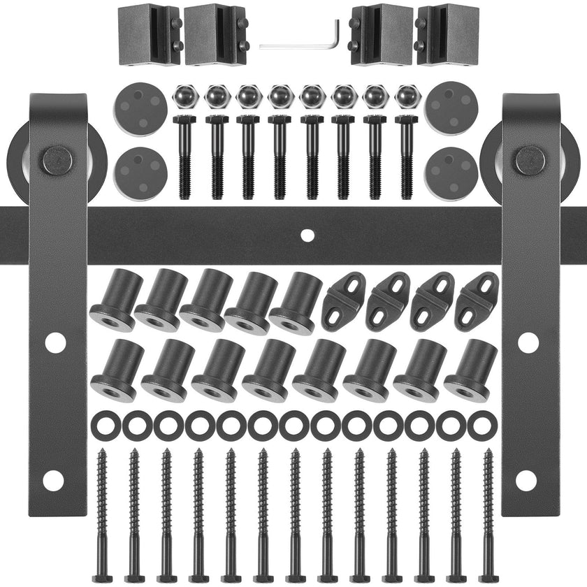VEVOR Sliding Barn Door Hardware Kit, 16FT Barn Door Kit, 330LBS Load-Bearing Double Barn Door Hardware Kit, Carbon Steel Barn Door Track, Darn Door for 1.37-1.77\