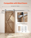 VEVOR 6.6FT Sliding Barn Door Hardware Kit for Single Sliding Barn Door Silver