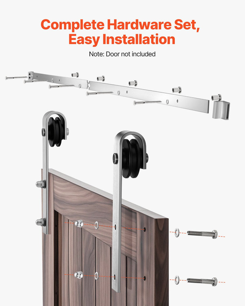 VEVOR 5FT Sliding Barn Door Hardware Kit for Single Sliding Barn Door Silver