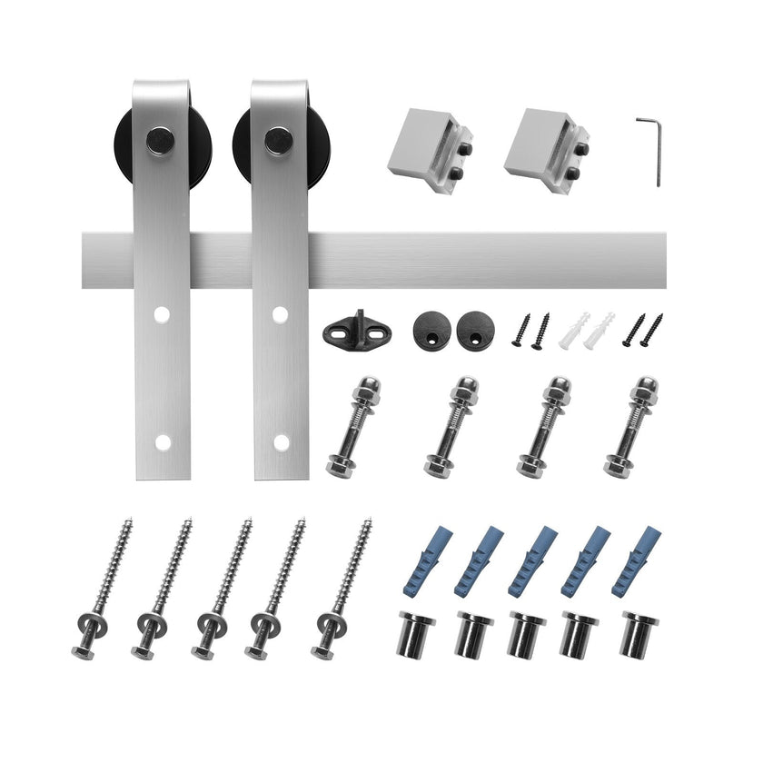 VEVOR 5FT Sliding Barn Door Hardware Kit for Single Sliding Barn Door Silver