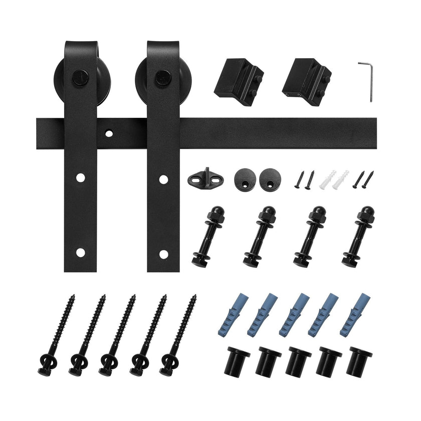 VEVOR 6.6FT Sliding Barn Door Hardware Kit for Single Sliding Barn Door Black