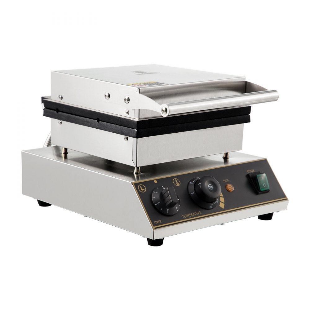 VEVOR 110V Commercial Waffle Maker 4Pcs Nonstick 2000W Electric Waffle Machine Stainless Steel 110V Temperature and Time Control Rectangle Belgian Waffle Maker Suitable for Bakeries Snack Bar Family