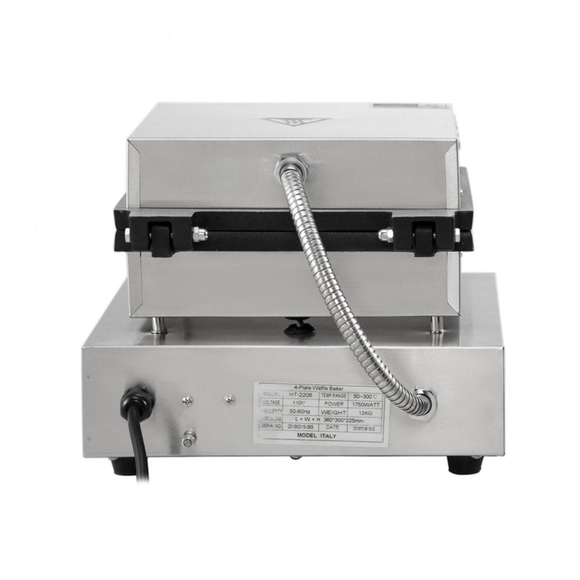 VEVOR 110V Commercial Waffle Maker 4Pcs Nonstick 2000W Electric Waffle Machine Stainless Steel 110V Temperature and Time Control Rectangle Belgian Waffle Maker Suitable for Bakeries Snack Bar Family