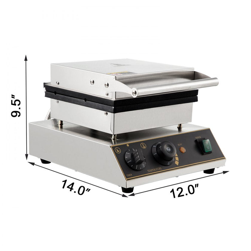 VEVOR 110V Commercial Waffle Maker 4Pcs Nonstick 2000W Electric Waffle Machine Stainless Steel 110V Temperature and Time Control Rectangle Belgian Waffle Maker Suitable for Bakeries Snack Bar Family