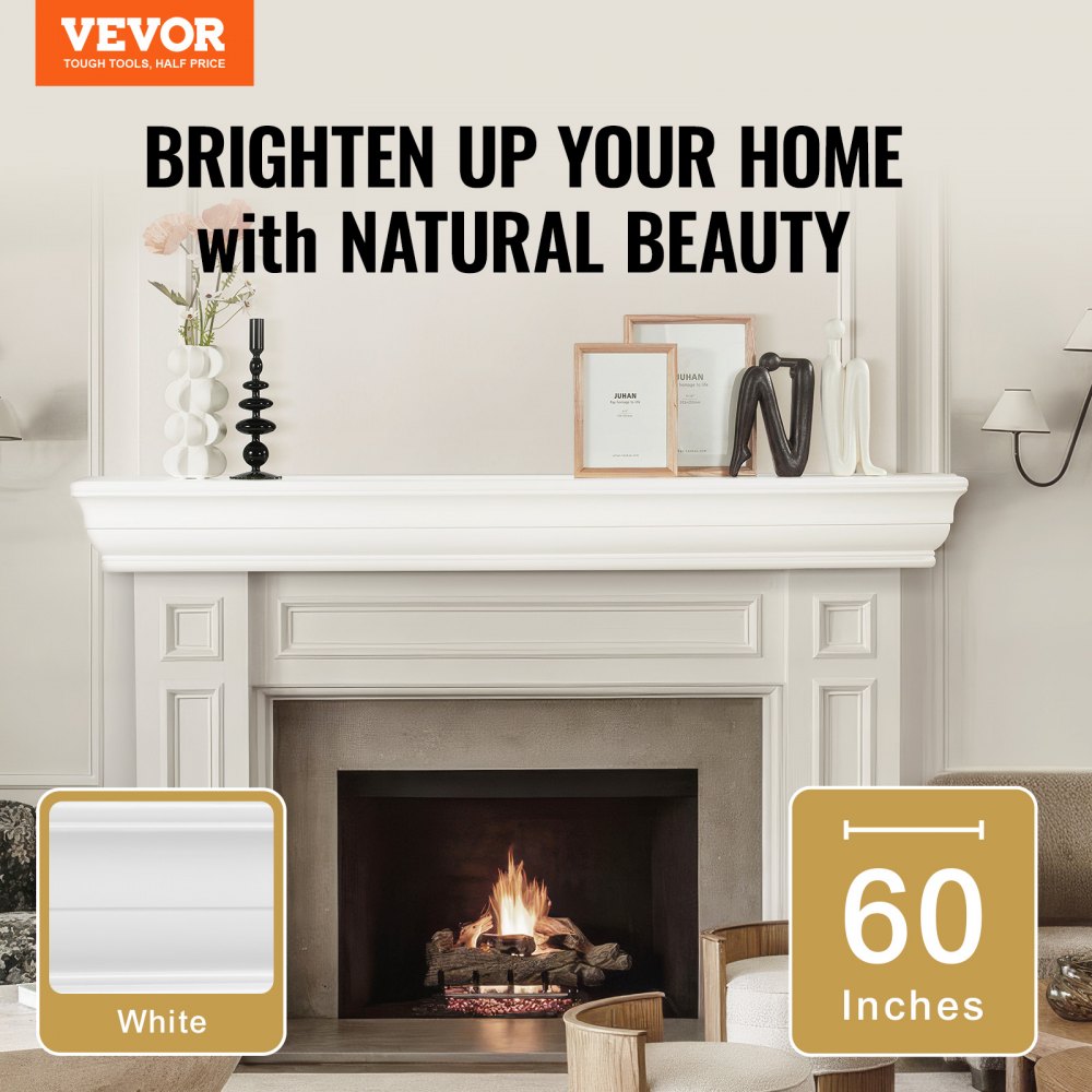 VEVOR Fireplace Mantel Wood Shelf Floating Living Room Mantel Shelf 60