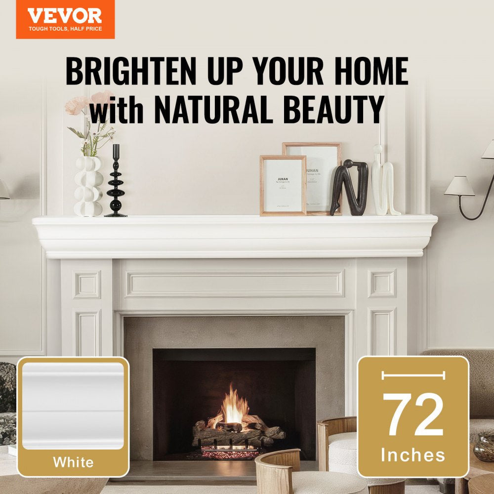 VEVOR Fireplace Mantel Wood Shelf Floating Living Room Mantel Shelf 72