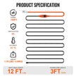 VEVOR Pipe Heating Cable 12FT 7W/FT Heat Tape for Pipes with Built-in Thermostat