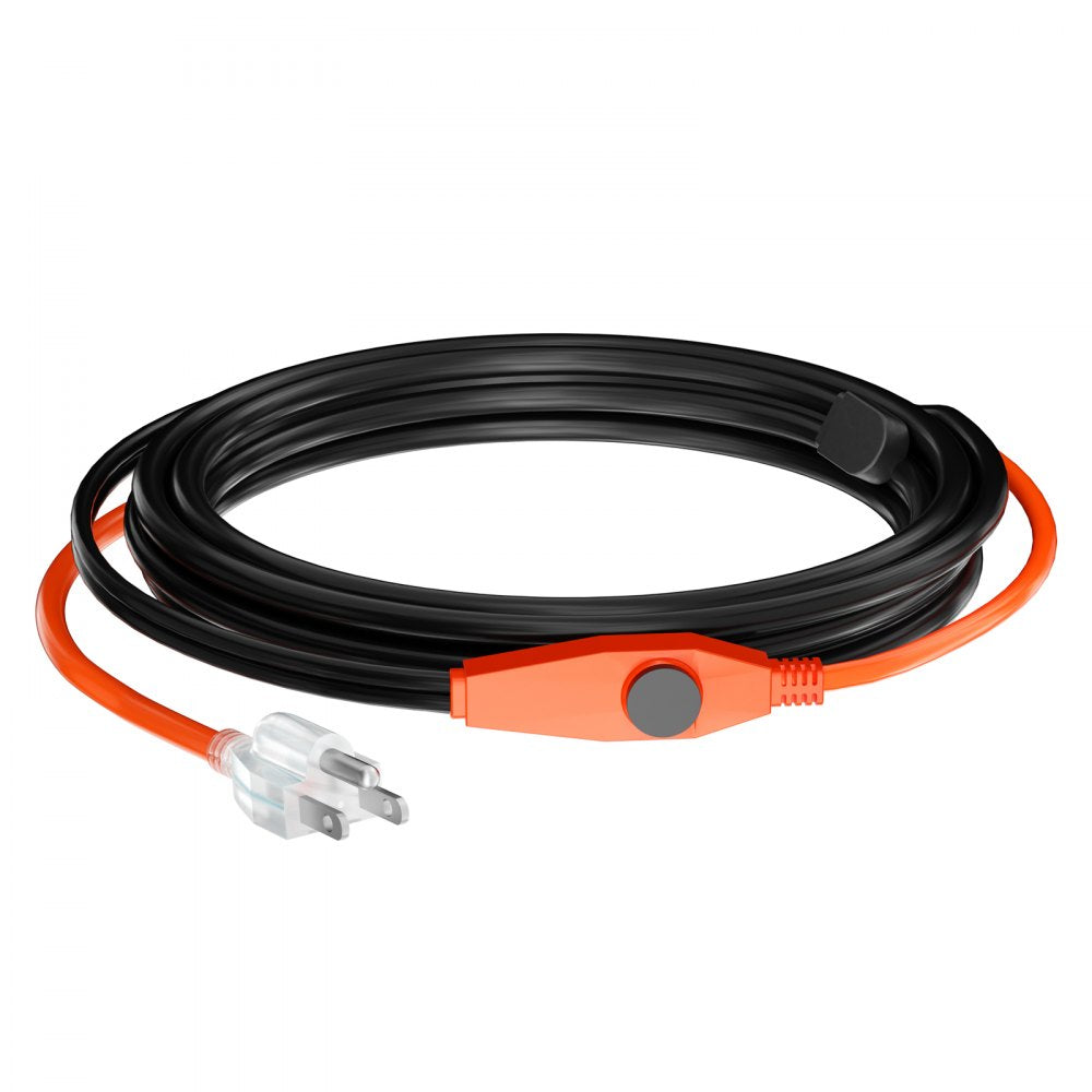 VEVOR Pipe Heating Cable 12FT 7W/FT Heat Tape for Pipes with Built-in Thermostat