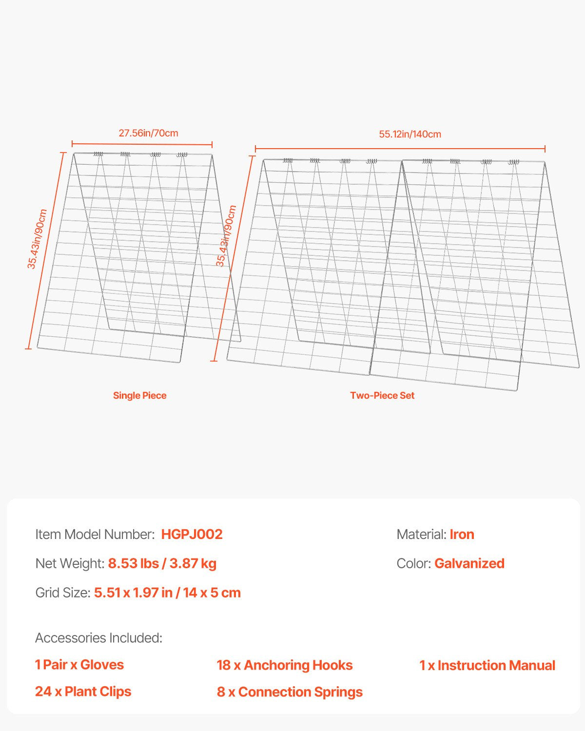 VEVOR A-Frame Cucumber Trellis 35