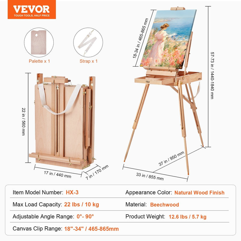 VEVOR French Easel Hold Canvas to 34