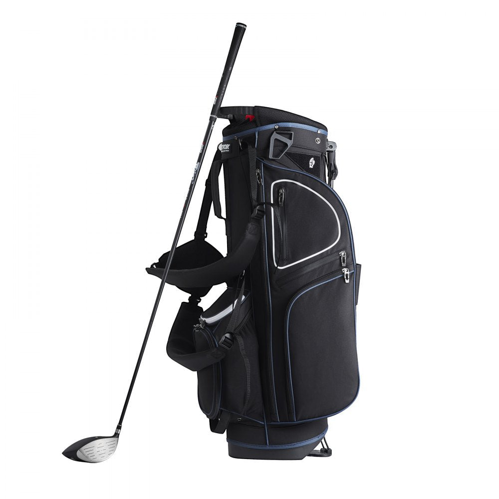 VEVOR Golf Cart Bag with 14 Way Organizer Divider Top, 35” 11 Pockets Premium Cart Bag with Stand, Durable Golf Bags with Handles & Dust Cover & Detachable Dual Strap for Men & Women, Black White