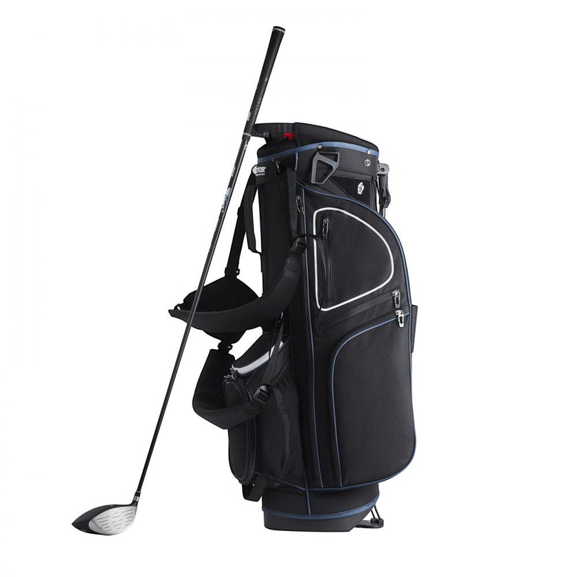 VEVOR Golf Cart Bag with 14 Way Organizer Divider Top, 35” 11 Pockets Premium Cart Bag with Stand, Durable Golf Bags with Handles & Dust Cover & Detachable Dual Strap for Men & Women, Black White