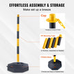 VEVOR Adjustable Traffic Delineator Post Cones, 2 Pack, Traffic Safety Delineator Barrier with Fillable Base 8FT Chain, for Traffic Control Warning Parking Lot Construction Caution Roads, Yellow&Black