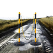 VEVOR Adjustable Traffic Delineator Post Cones, 2 Pack, Traffic Safety Delineator Barrier with Fillable Base 8FT Chain, for Traffic Control Warning Parking Lot Construction Caution Roads, Yellow&Black