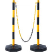 VEVOR Adjustable Traffic Delineator Post Cones, 2 Pack, Traffic Safety Delineator Barrier with Fillable Base 8FT Chain, for Traffic Control Warning Parking Lot Construction Caution Roads, Yellow&Black