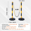 VEVOR Adjustable Traffic Delineator Post Cones, 6 Pack, Traffic Safety Delineator Barrier with Fillable Base 8FT Chain, for Traffic Control Warning Parking Lot Construction Caution Roads, Yellow&Black