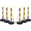 VEVOR Adjustable Traffic Delineator Post Cones, 6 Pack, Traffic Safety Delineator Barrier with Fillable Base 8FT Chain, for Traffic Control Warning Parking Lot Construction Caution Roads, Yellow&Black