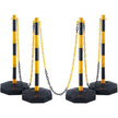 VEVOR Adjustable Traffic Delineator Post Cones, 4 Pack, Traffic Safety Delineator Barrier with Fillable Base 8FT Chain, for Traffic Control Warning Parking Lot Construction Caution Roads, Yellow&Black