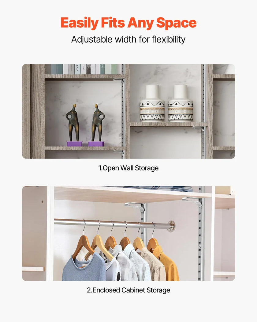 VEVOR Shelf Track 72.3-inch 20 Pack Adjustable Steel Wall Mounted Shelf Pilaster