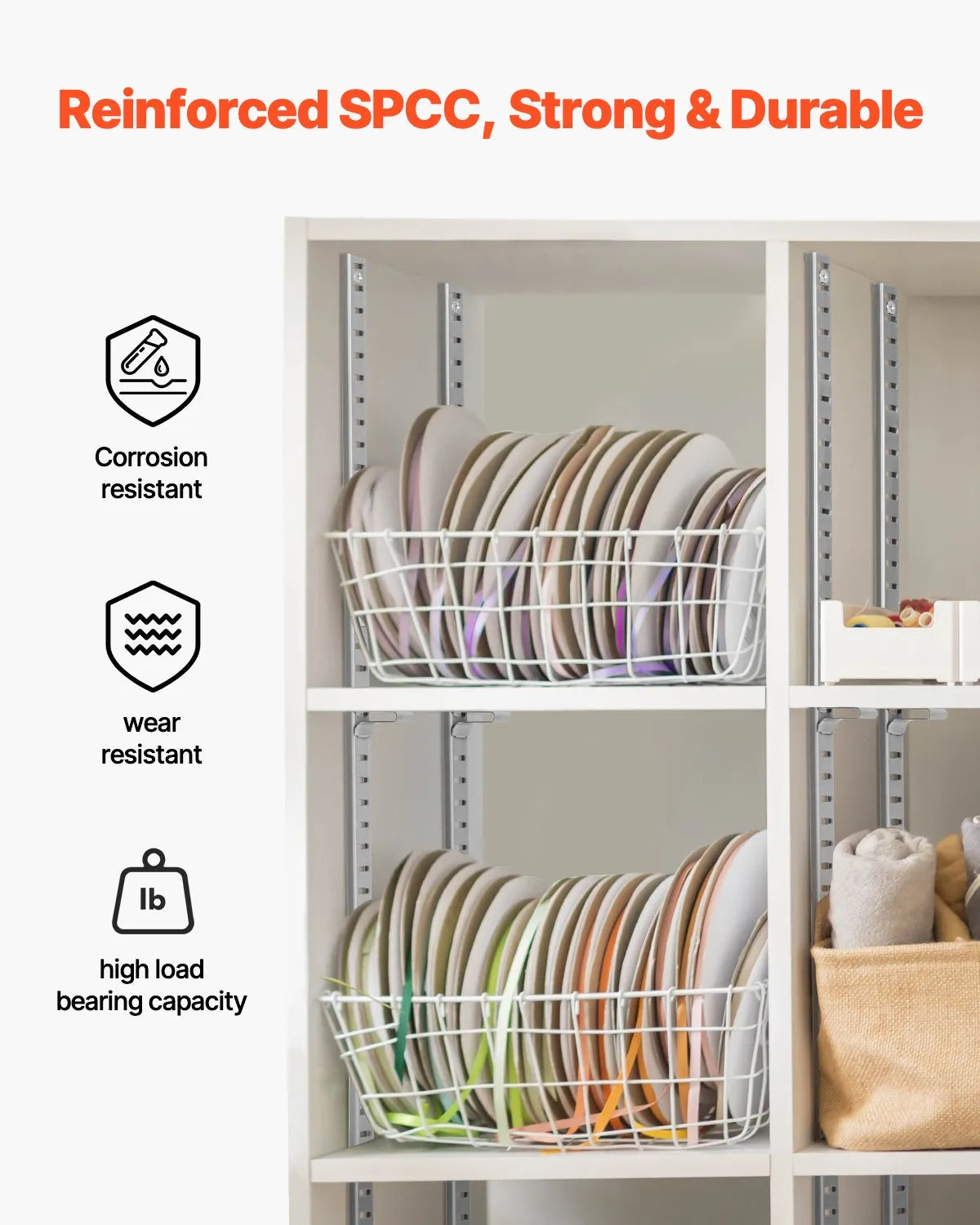 VEVOR Shelf Track 72.3-inch 20 Pack Adjustable Steel Wall Mounted Shelf Pilaster