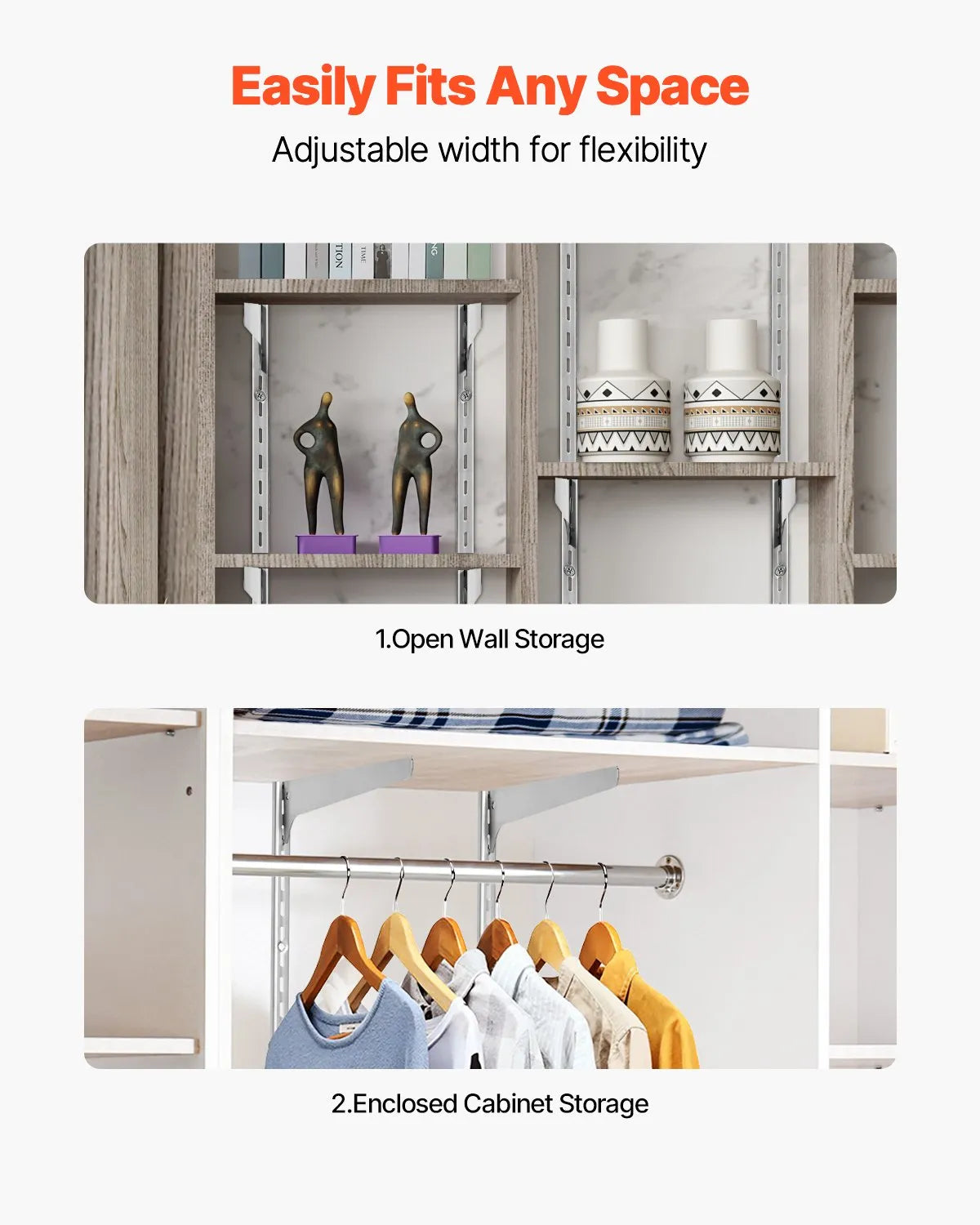 VEVOR Shelf Track 39-inch 10 Pack Adjustable Steel Wall Mounted Shelf Pilaster