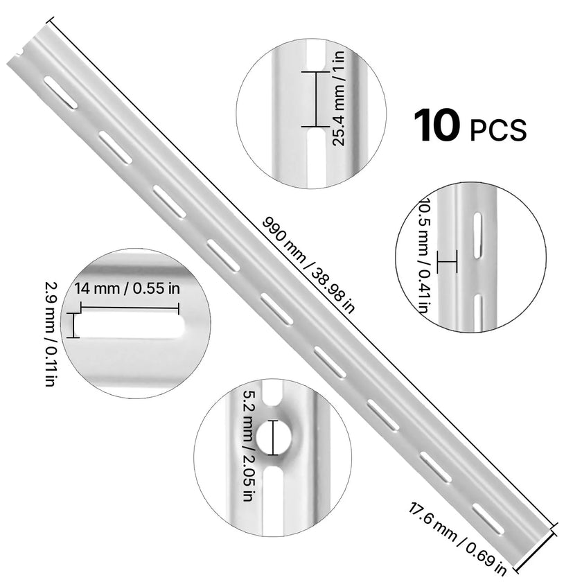 VEVOR Shelf Track 39-inch 10 Pack Adjustable Steel Wall Mounted Shelf Pilaster