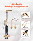 VEVOR Oxygen Acetylene Torch Kit 12PCS Gas Welding Cutting Torch Kit 177'' Hose