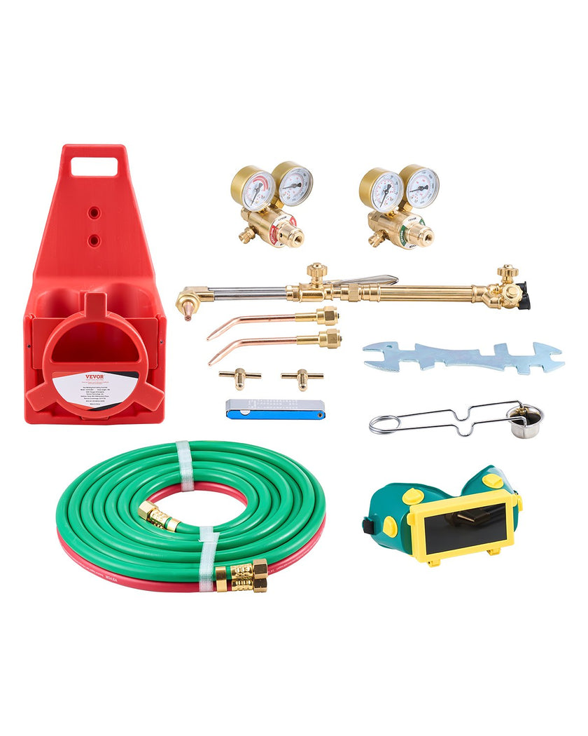 VEVOR Oxygen Acetylene Torch Kit 14PCS Gas Welding Cutting Set & Cylinder Holder