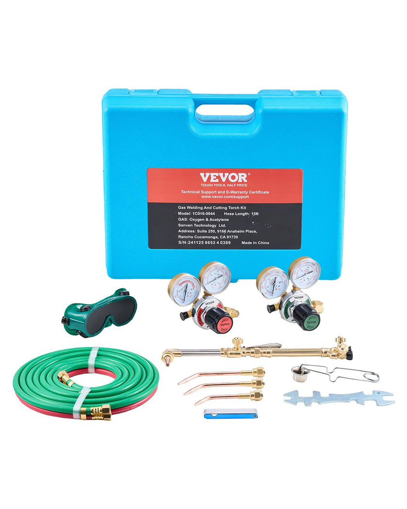 VEVOR Oxygen Acetylene Torch Kit 14PCS Gas Welding Cutting Set & Portable Case