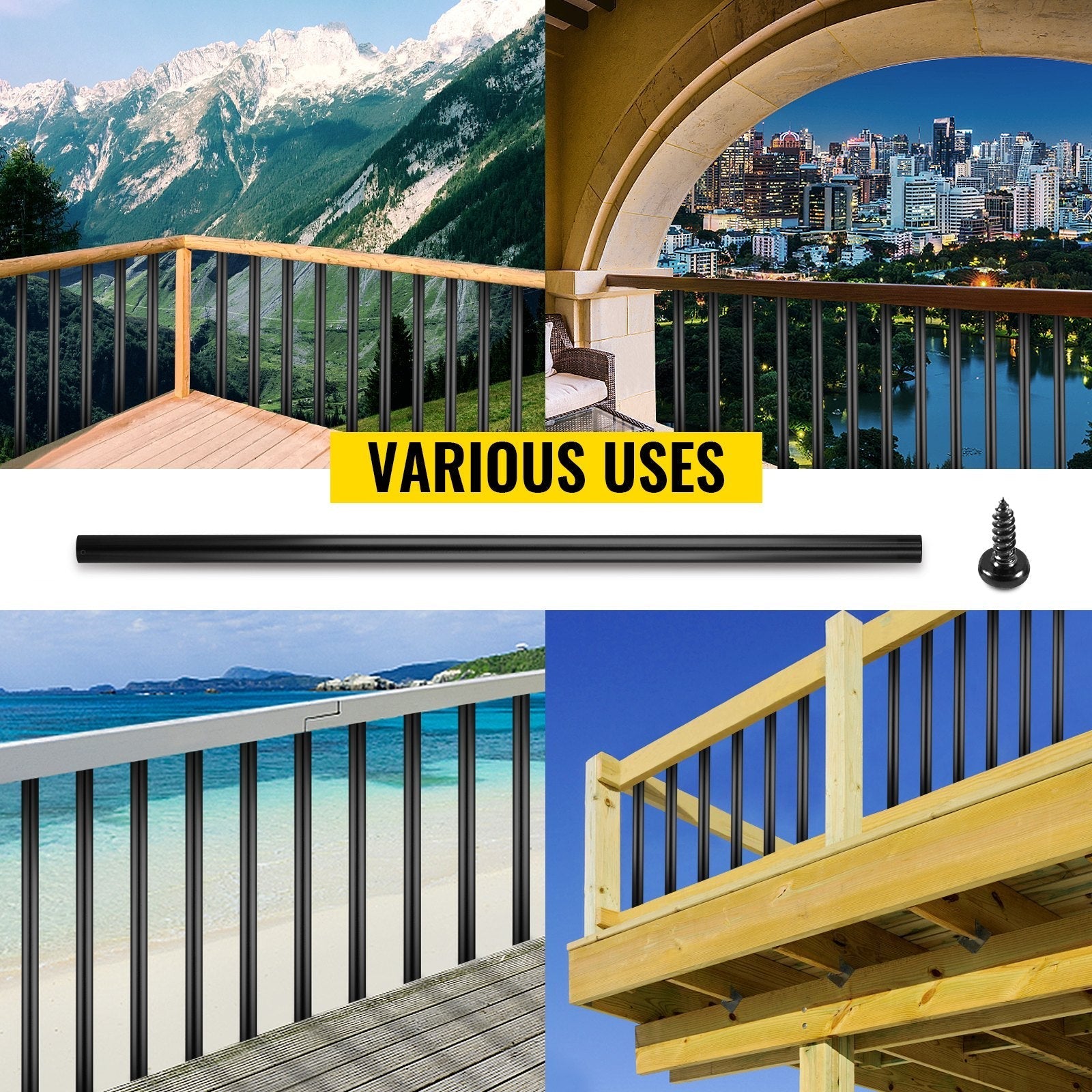 VEVOR Deck Balusters, 101 Pack Metal Deck Spindles, 26