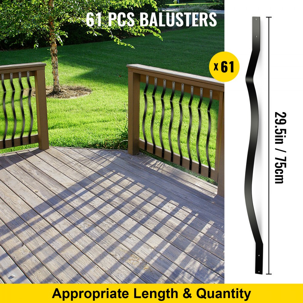 VEVOR Deck Balusters Metal Deck Spindles 61 Pack 29.5
