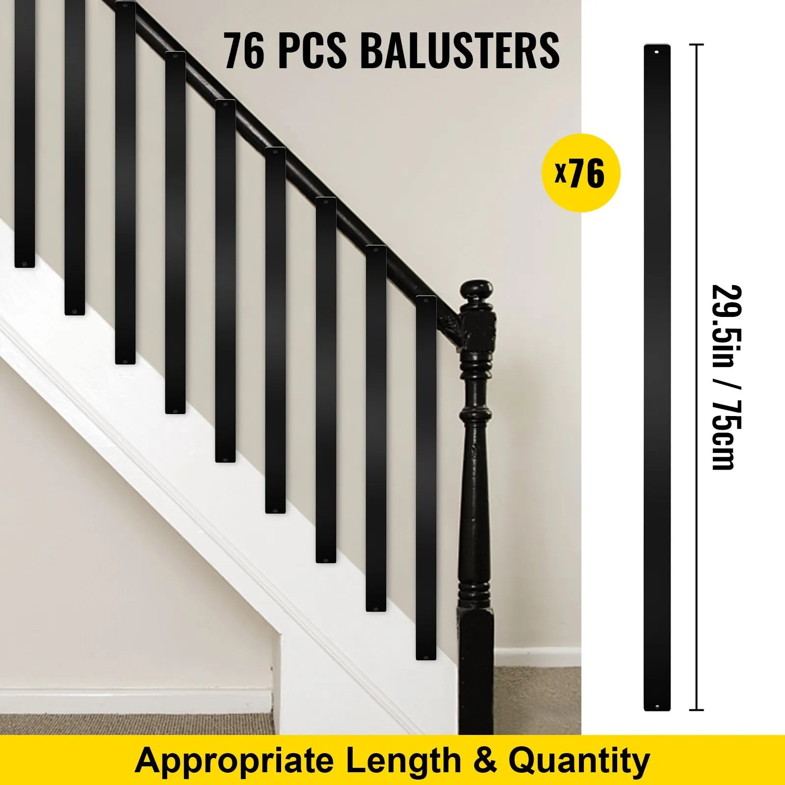 VEVOR Deck Balusters, 76 Pack Metal Deck Spindles, 29.5