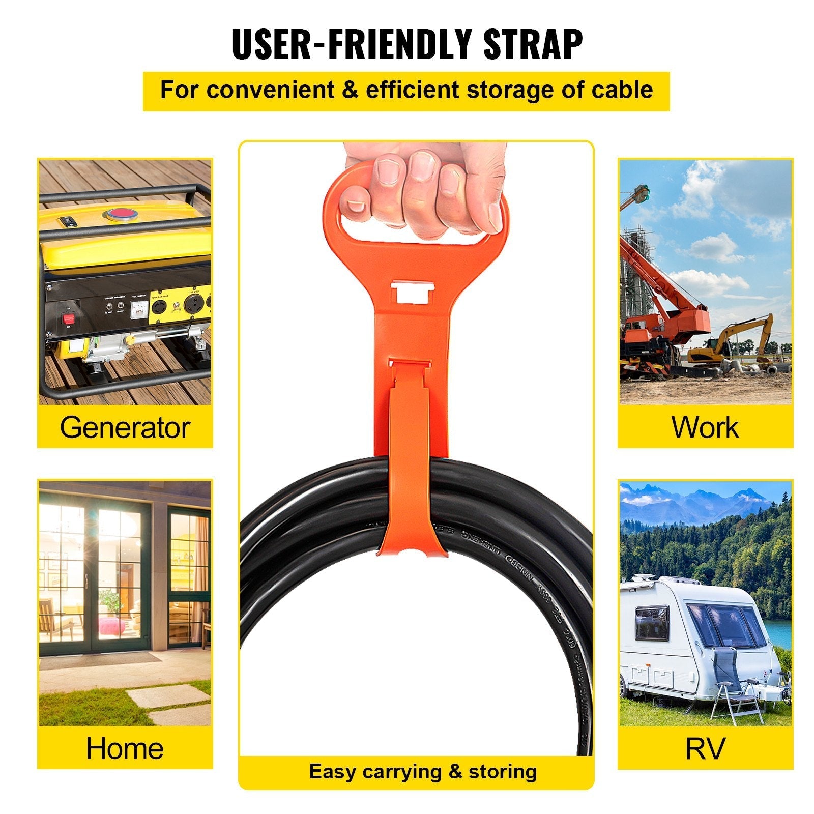 VEVOR Welding Extension Cord, 25 FT 40 AMP, 6-50P/6-50R 8/3 Heavy Duty Welding Cord, 8AWG 250V Welding Machine Cord, Suitable for MIG,Lincoln,Plasma,Miller,TIG