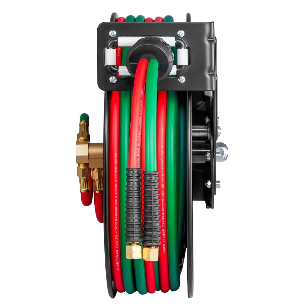 VEVOR Retractable Welding Hose Reel 1/4 inch x 50FT Oxygen Acetylene Rubber Hose