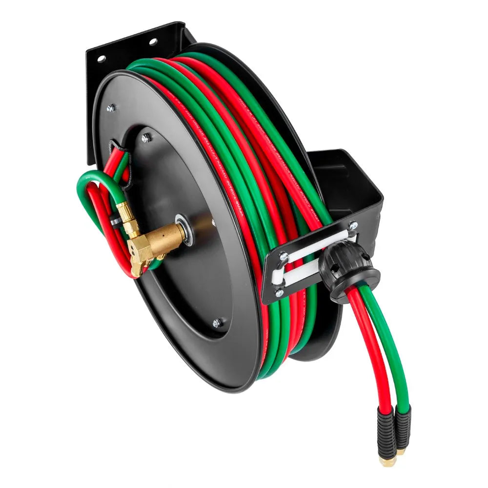 VEVOR Retractable Welding Hose Reel 1/4 inch x 50FT Oxygen Acetylene Rubber Hose